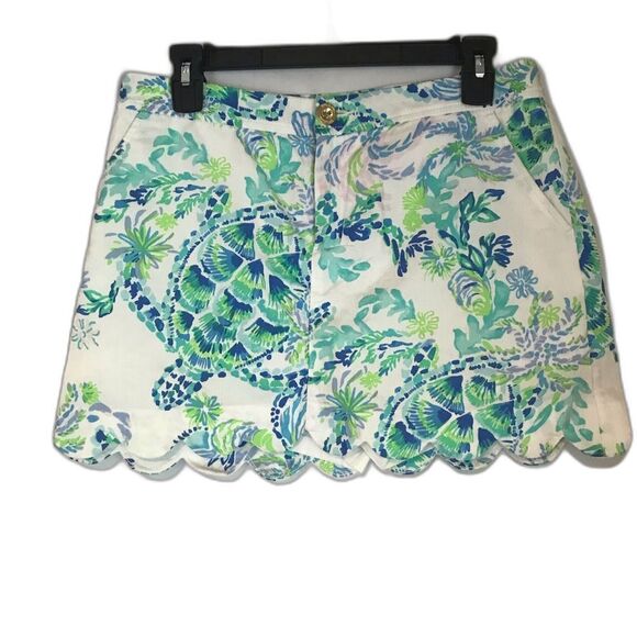 Lilly Pulitzer Colette Skort Size 4 Scalloped Hem Island Ride Green & White - Picture 4 of 10